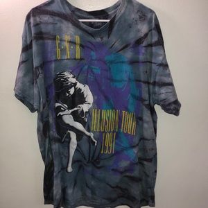 Guns & Roses graphic tie dye tee